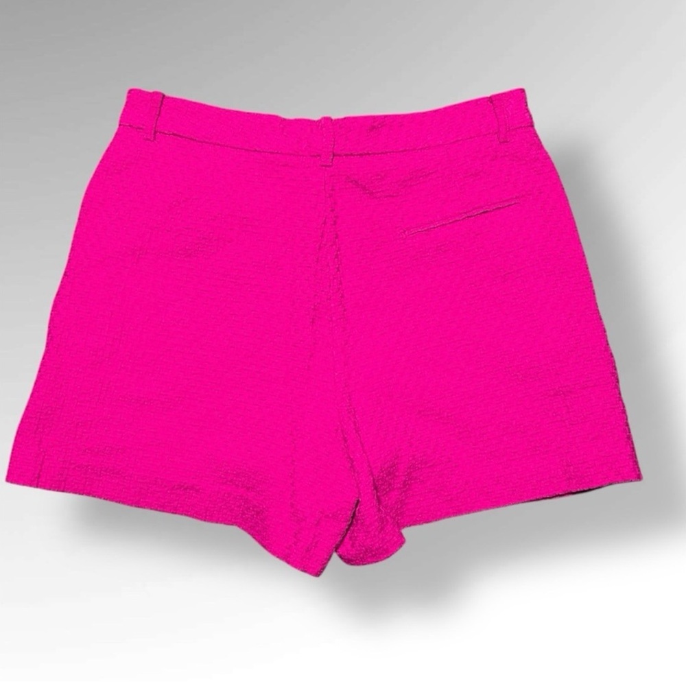 Draper James RSVP Pink High Waist Shorts Women Tailored Cotton Knit Gold Button - Picture 7 of 7